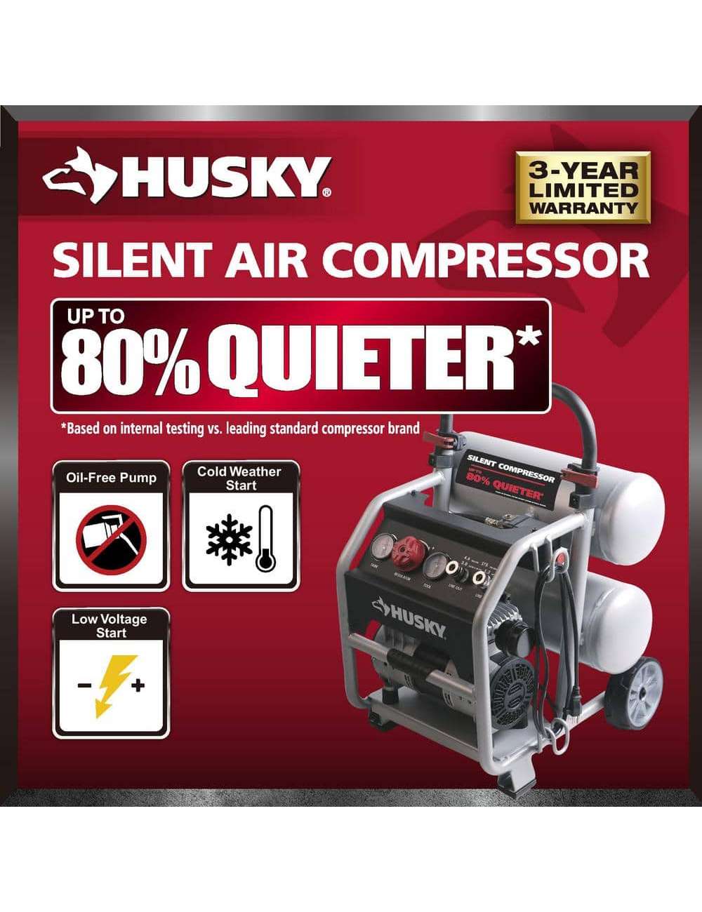 4.5 Gal. Portable Electric-Powered Silent Air Compressor