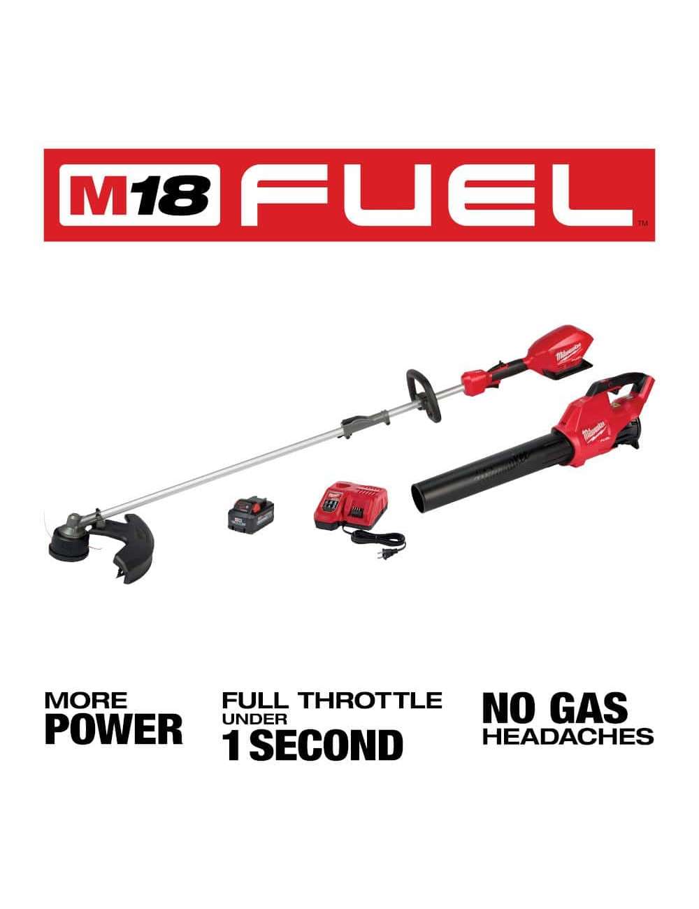 M18 FUEL 18-Volt Lith-Ion Brushless Cordless Electric String Trimmer/Blower Combo Kit w/Pole Saw Hedge Trimmer (4-Tool)