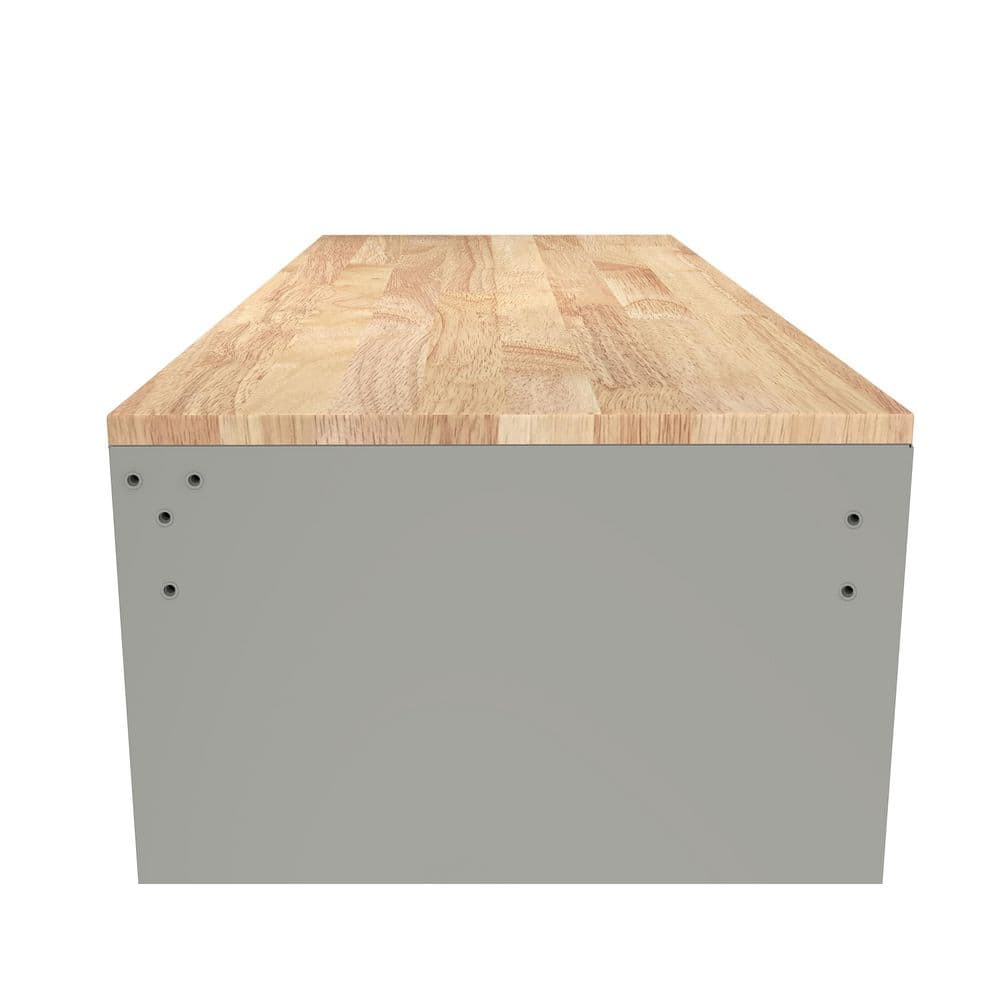 46 in. W x 18 in. D 9 Drawer Gloss Gray Mobile Workbench Cabinet with Solid Wood Top