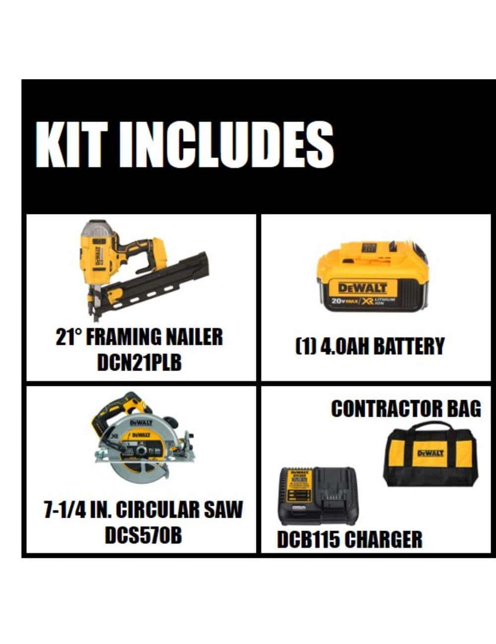 20-Volt MAX XR Lithium-Ion 21° Cordless Framing Nailer Kit and Brushless 7-1/4 in. Circular Saw (Tool Only)