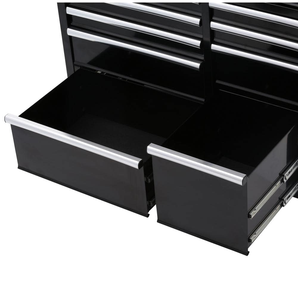 41 in. W x 24 5 in. D Standard Duty 16 Drawer Combination Rolling Tool Chest and Top Tool Cabinet Set in. Gloss Black