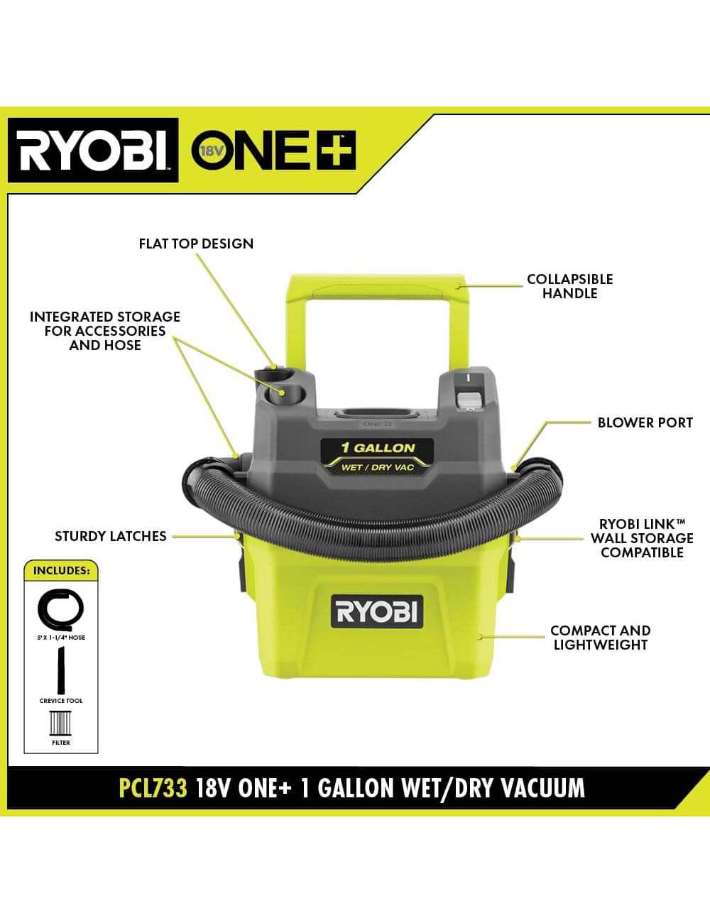 ONE+ 18V Cordless 1 Gal. Wet/Dry Vacuum (Tool Only)