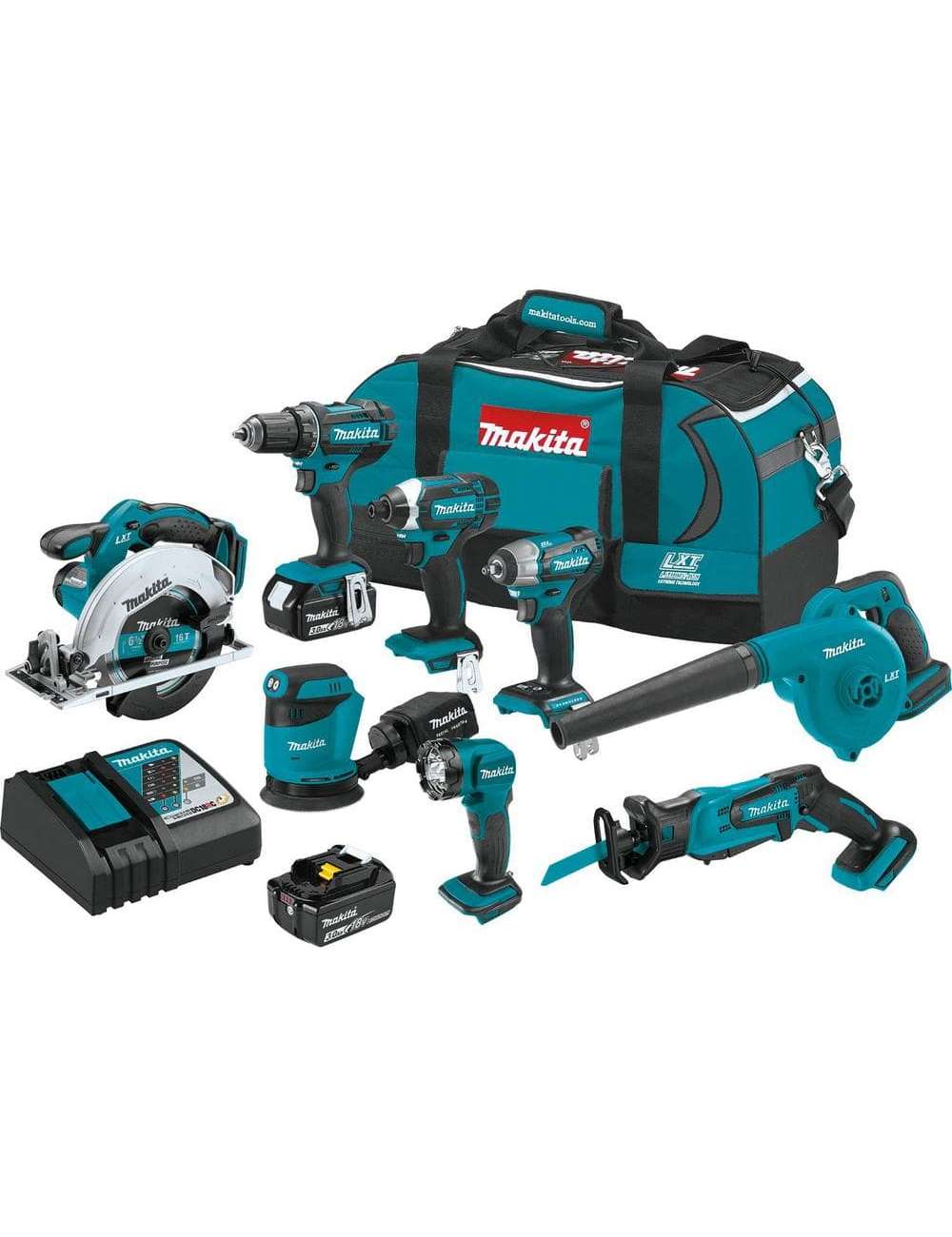 18V LXT Lithium-Ion 8-Piece Kit Drill/ Impact Drvr/ Circ Saw/ Recip Saw/ Sander/ Impact Wrench/ Blower/ Light 3. 0Ah