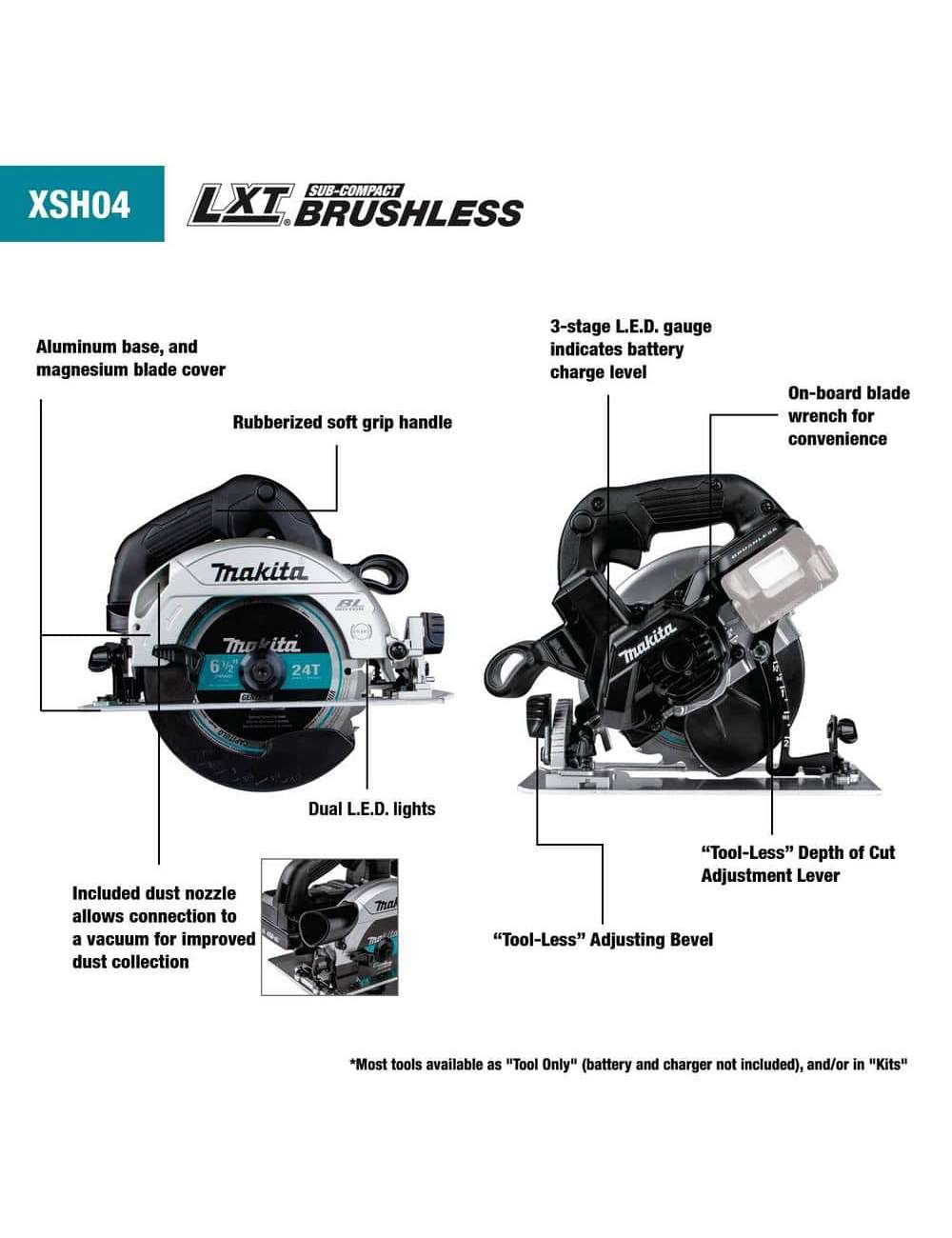 18V 6-1/2 in. LXT Sub-Compact Lithium-Ion Brushless Cordless Circular Saw (Tool Only)
