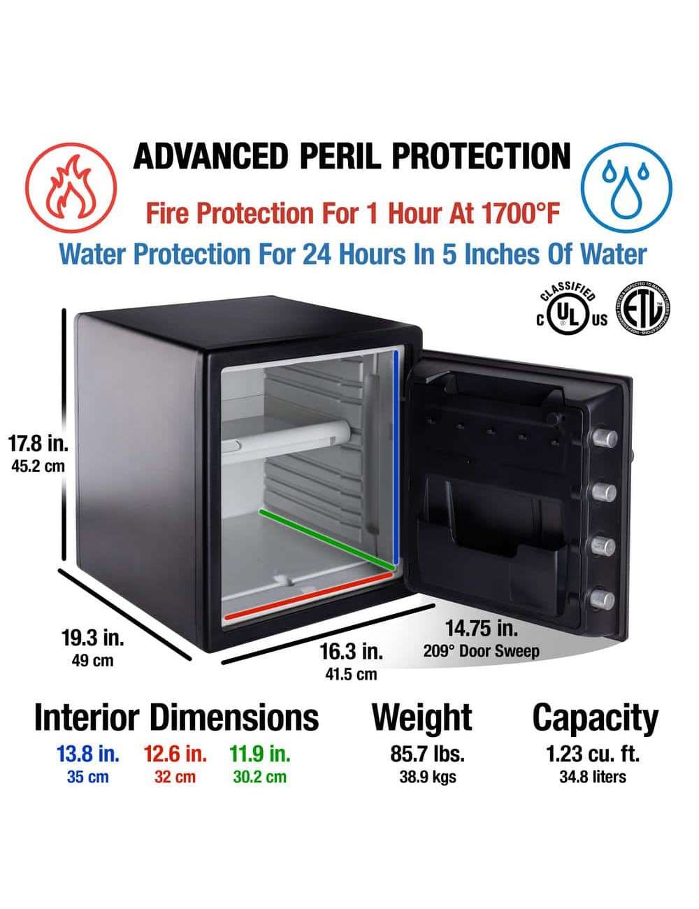 1.2 cu. ft. Fireproof & Waterproof Safe with Digital Combination Lock
