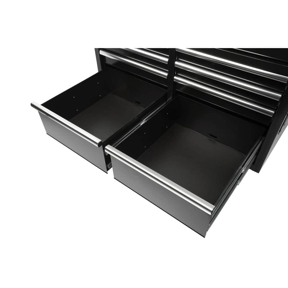 46 in. W x 24 5 in. D Standard Duty 9 Drawer Mobile Workbench Tool Chest with Solid Wood Top in. Gloss White