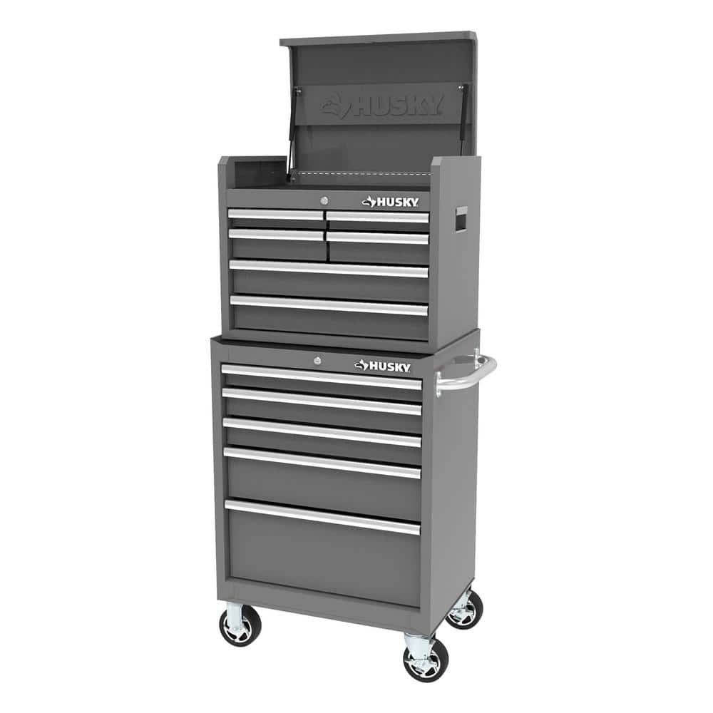 27 in. 11 Drawer Tool Chest and Cabinet Combo in. Glossy Gray