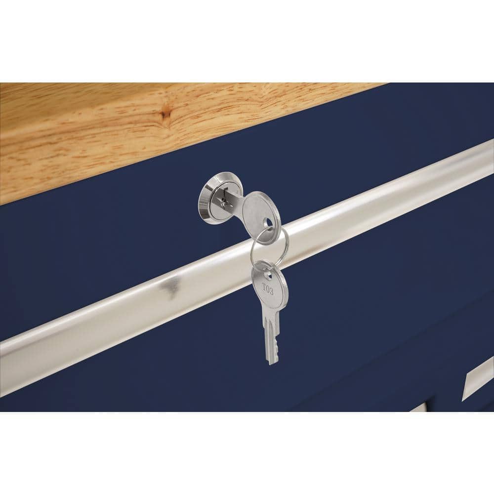 52 in. W x 24 5 in. D 9 Drawer Standard Duty Mobile Workbench with Solid Work Top and Pegboard in. Gloss Blue