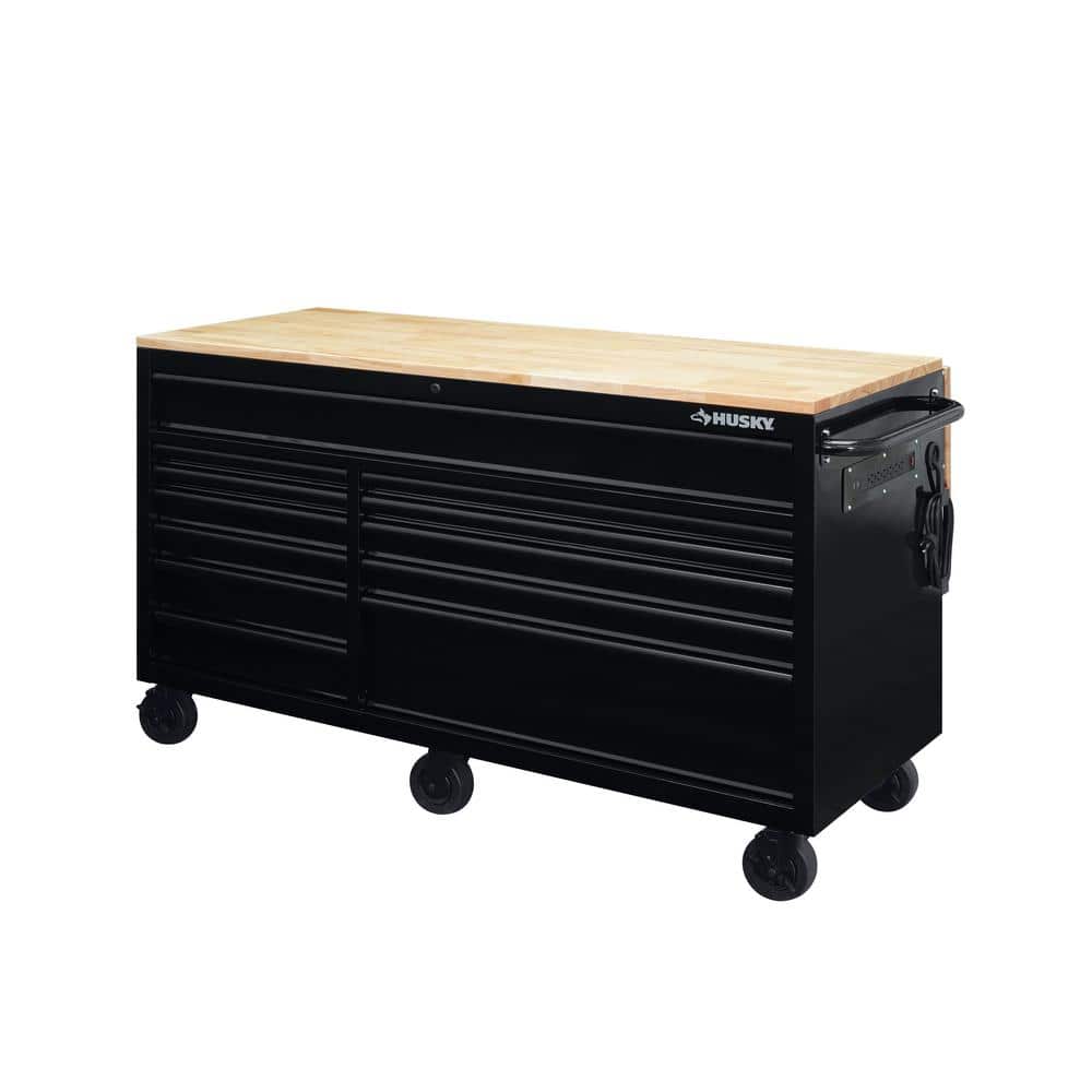 62 in. W x 36 in. D Standard Duty 12 Drawer Mobile Workbench Tool Chest with Full Length Extension Table in. All Black