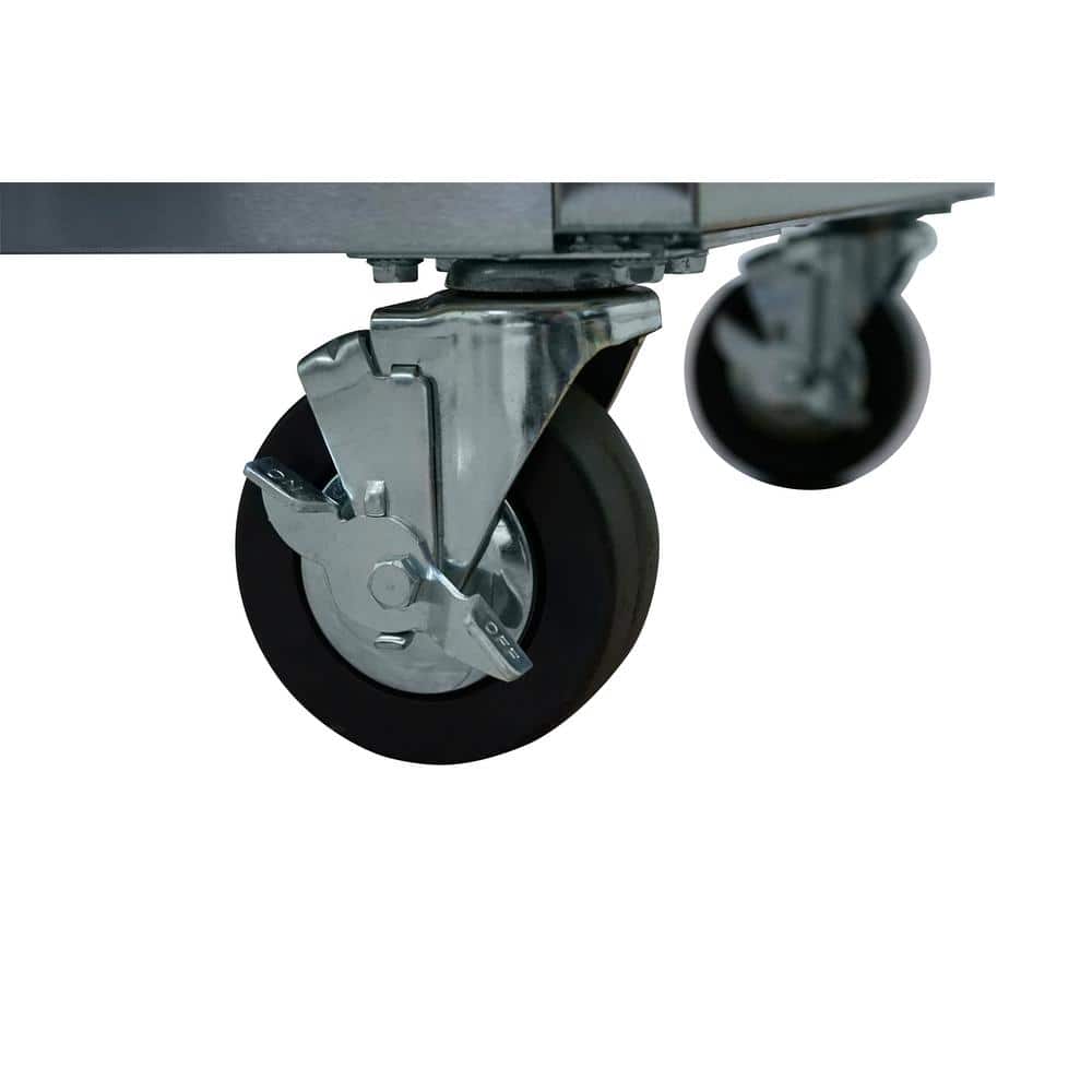 52 in. W x 25 in. D Standard Duty 5 Drawer 1 Door Mobile Workbench Tool Chest with Solid Wood Top in. Stainless Steel