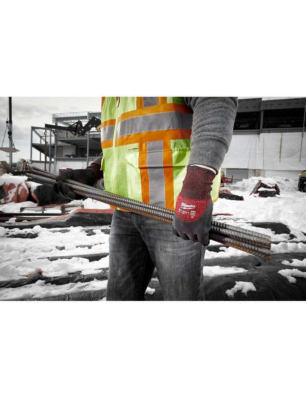 Large Red Latex Level 3 Cut Resistant Insulated Winter Dipped Work Gloves