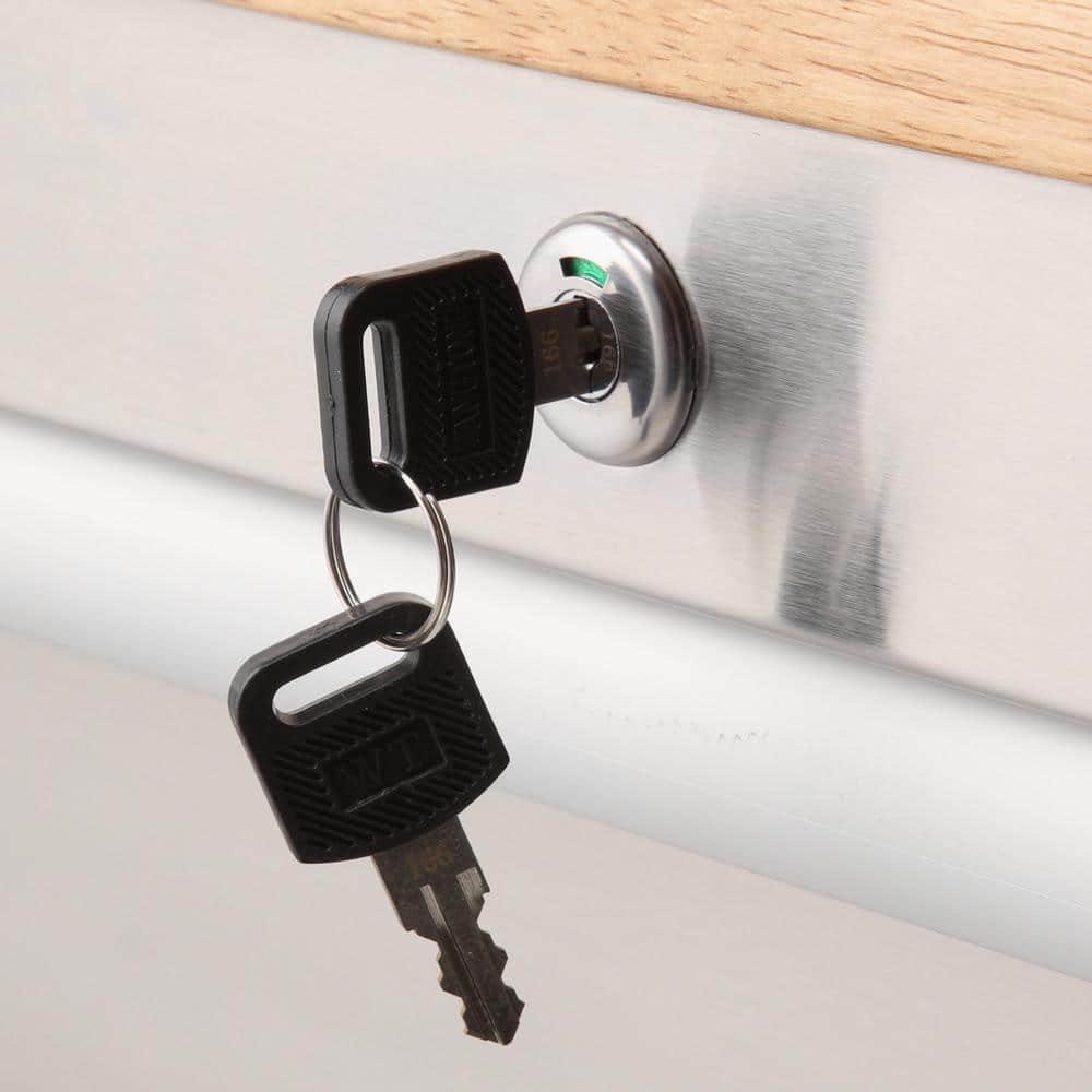 72 in. W x 18 in. D Heavy Duty 8 Drawer 1 Door Mobile Workbench Tool Chest with Solid Wood Top in. Stainless Steel