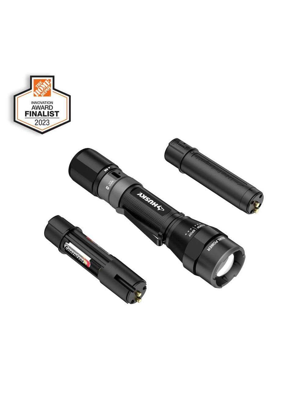 1200 Lumens Dual Power LED Rechargeable Focusing Flashlight with Rechargeable Battery and USB-C Cable Included