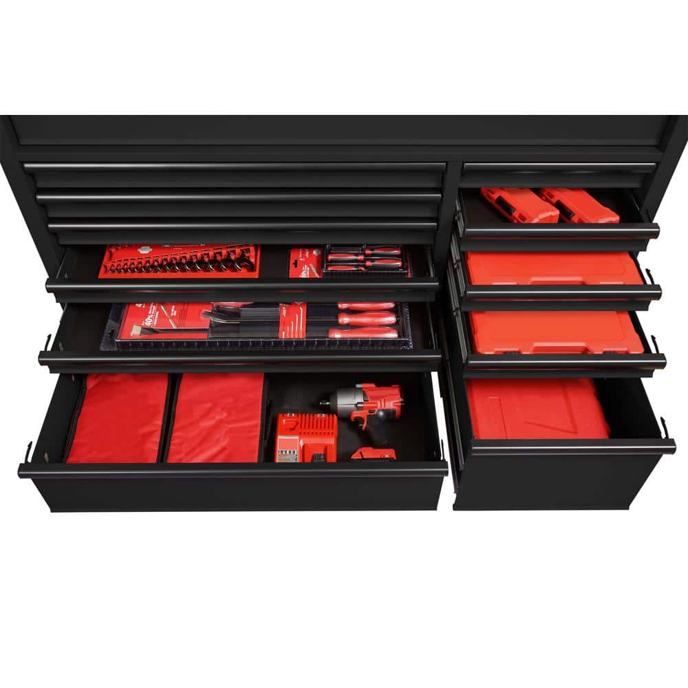 56 in. W x 22 in. D Heavy Duty 18 Drawer Combination Rolling Tool Chest and Top Tool Cabinet Set in. Matte Black