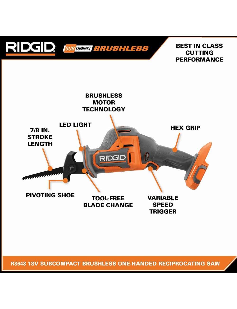 18V SubCompact Brushless Cordless One-Handed Reciprocating Saw (Tool Only)