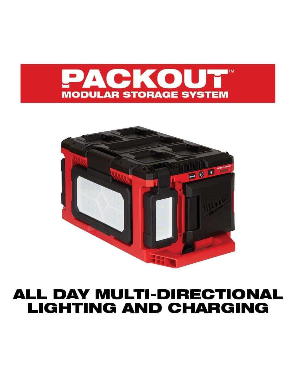 M18 18-Volt Lithium-Ion Cordless PACKOUT 3000 Lumens LED Light with Built-In Charger