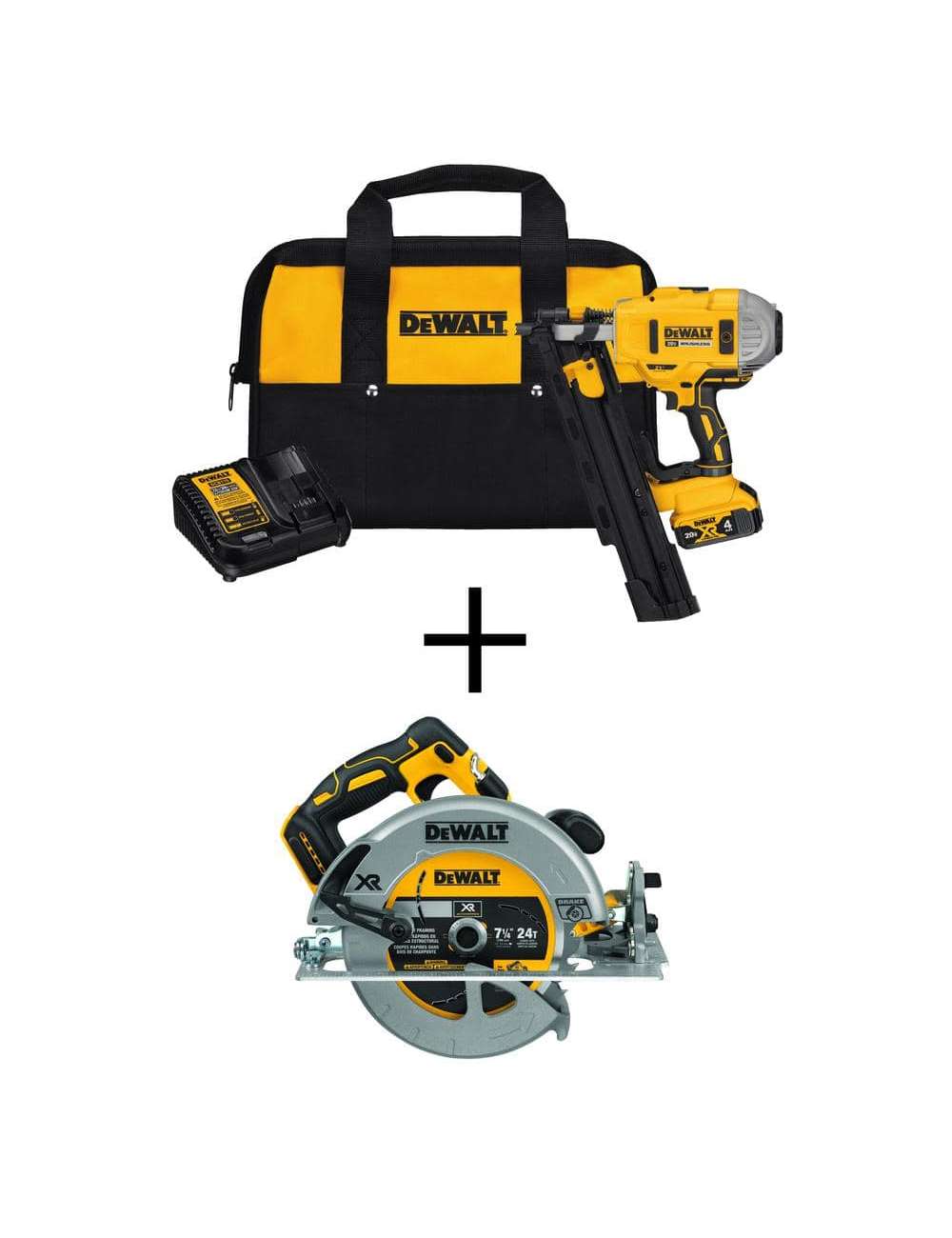 20-Volt MAX XR Lithium-Ion 21° Cordless Framing Nailer Kit and Brushless 7-1/4 in. Circular Saw (Tool Only)