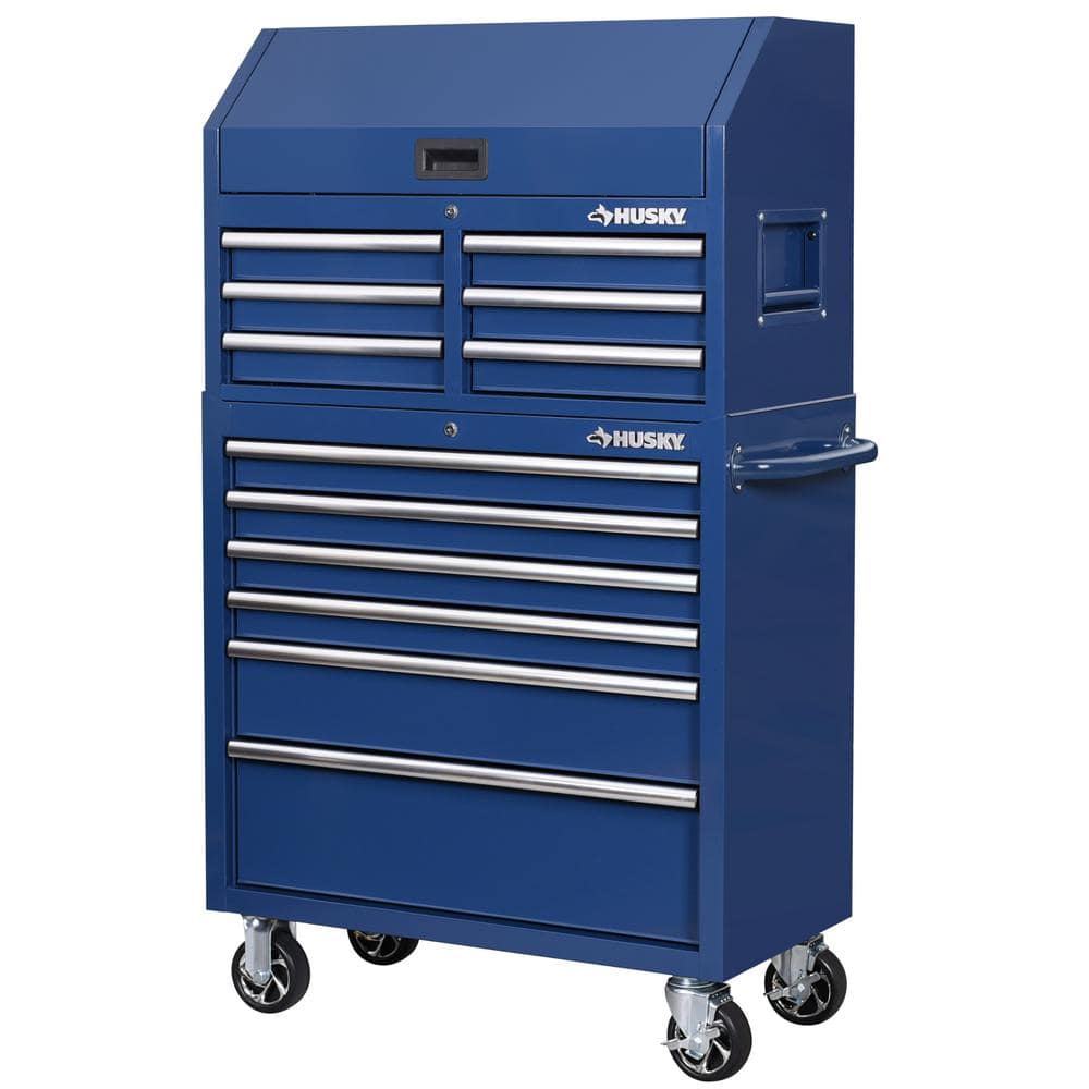 36 in. 12 Drawer Blue Tool Chest Combo