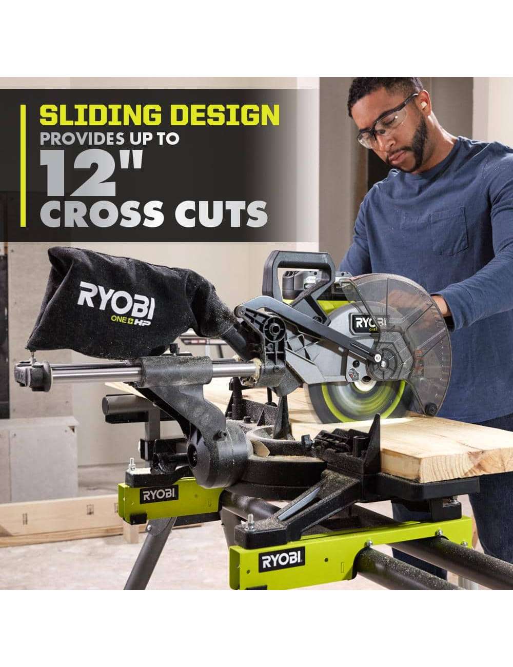 ONE+ HP 18V Brushless Cordless 10 in. Sliding Compound Miter Saw Kit with 4.0 Ah Battery, Charger, and Miter Saw Stand