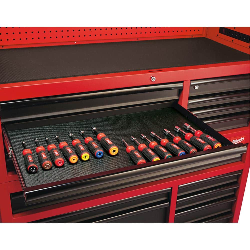 46 in. 8 Drawer Steel Storage Top Chest in. Red and Black