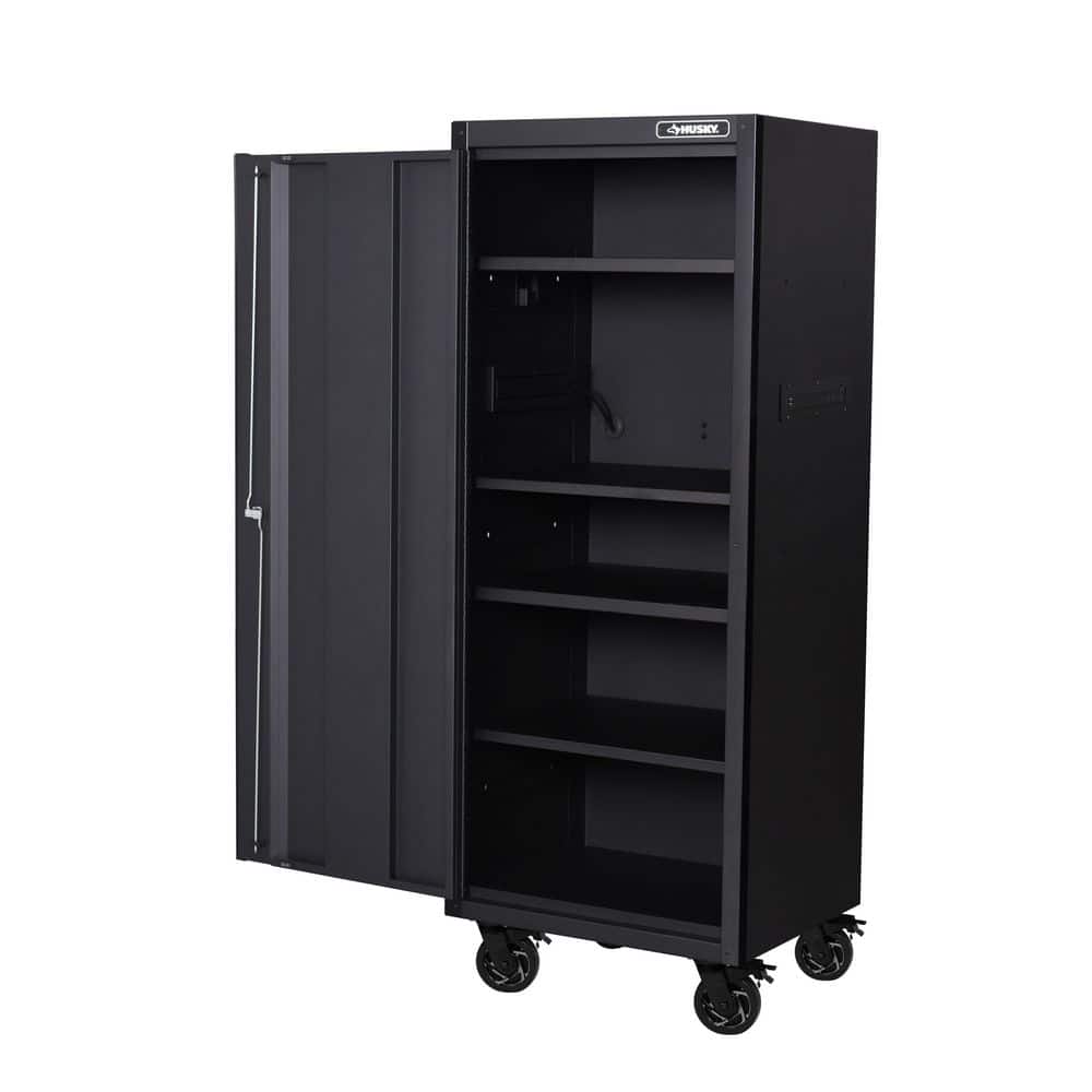 Heavy Duty 27 5 in. 4 Shelf Matte Black Rolling Side Tool Locker