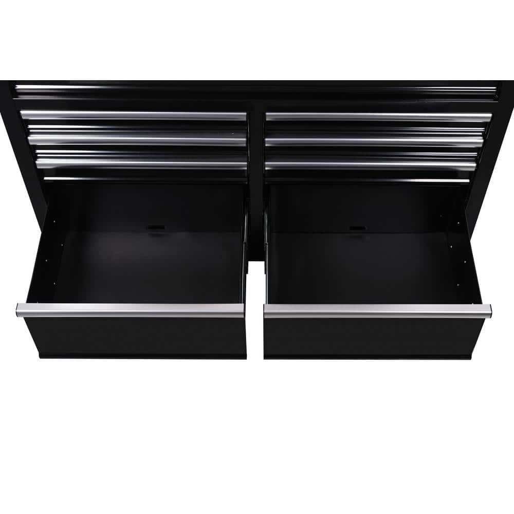 46 in. W x 18 in. D 9 Drawer Black Mobile Workbench Cabinet