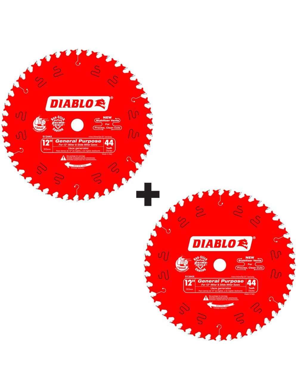 12 in. x 44-Tooth General Purpose Circular Saw Blade Value Pack (2-Pack)