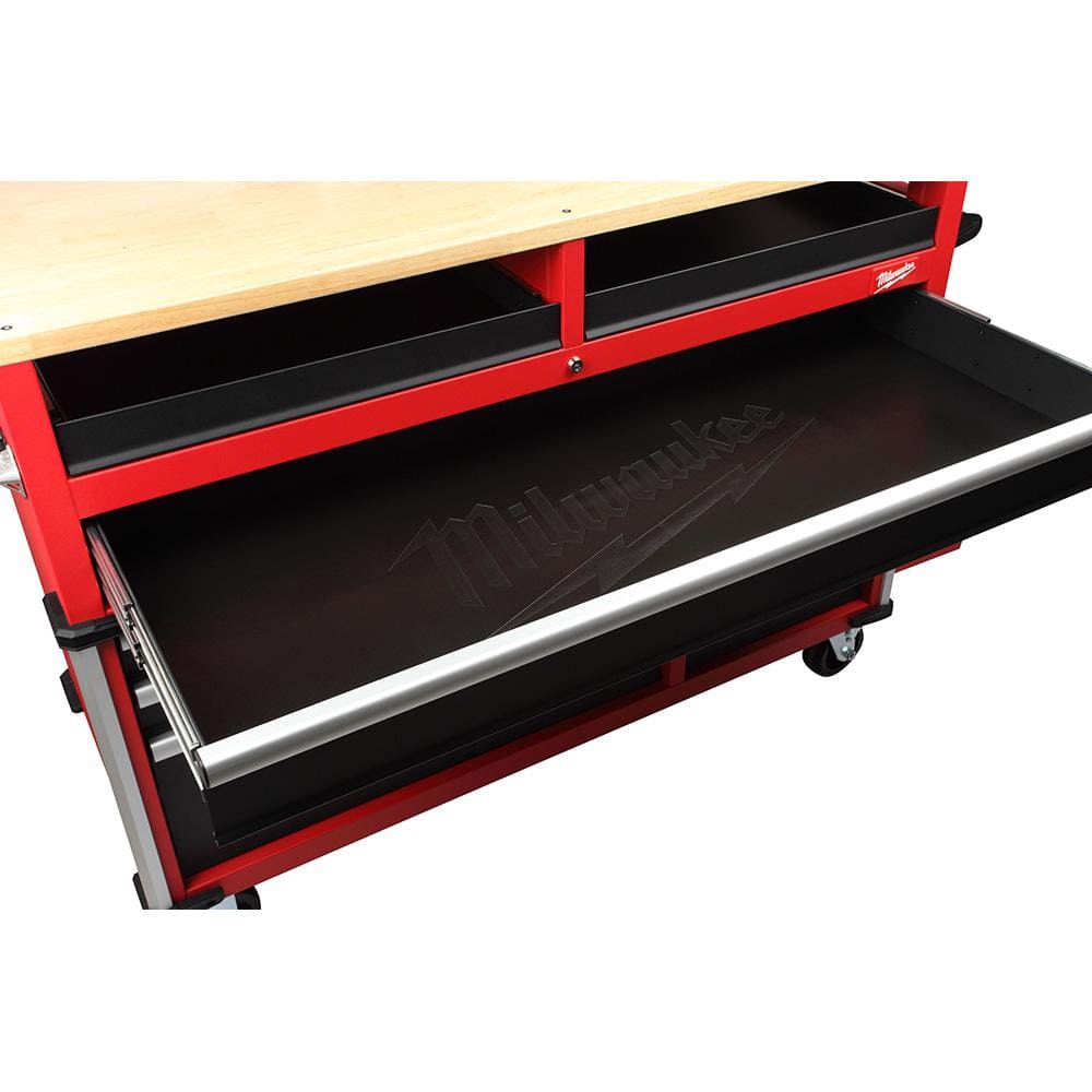 High Capacity 52 in. 11 Drawer Tool Chest Mobile Workbench Cabinet Clamp Ready Wood Top
