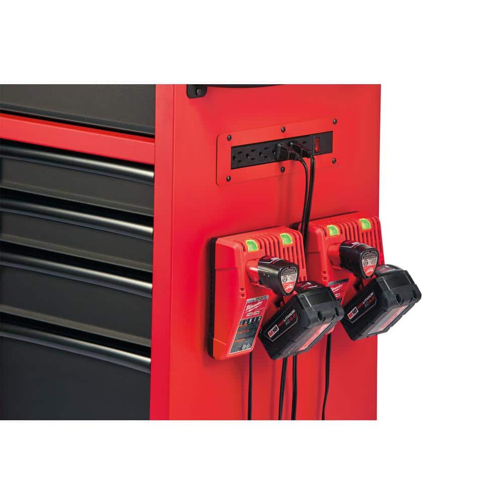 46 in. 8 Drawer Red Black Textured Rolling Tool Chest Cabinet