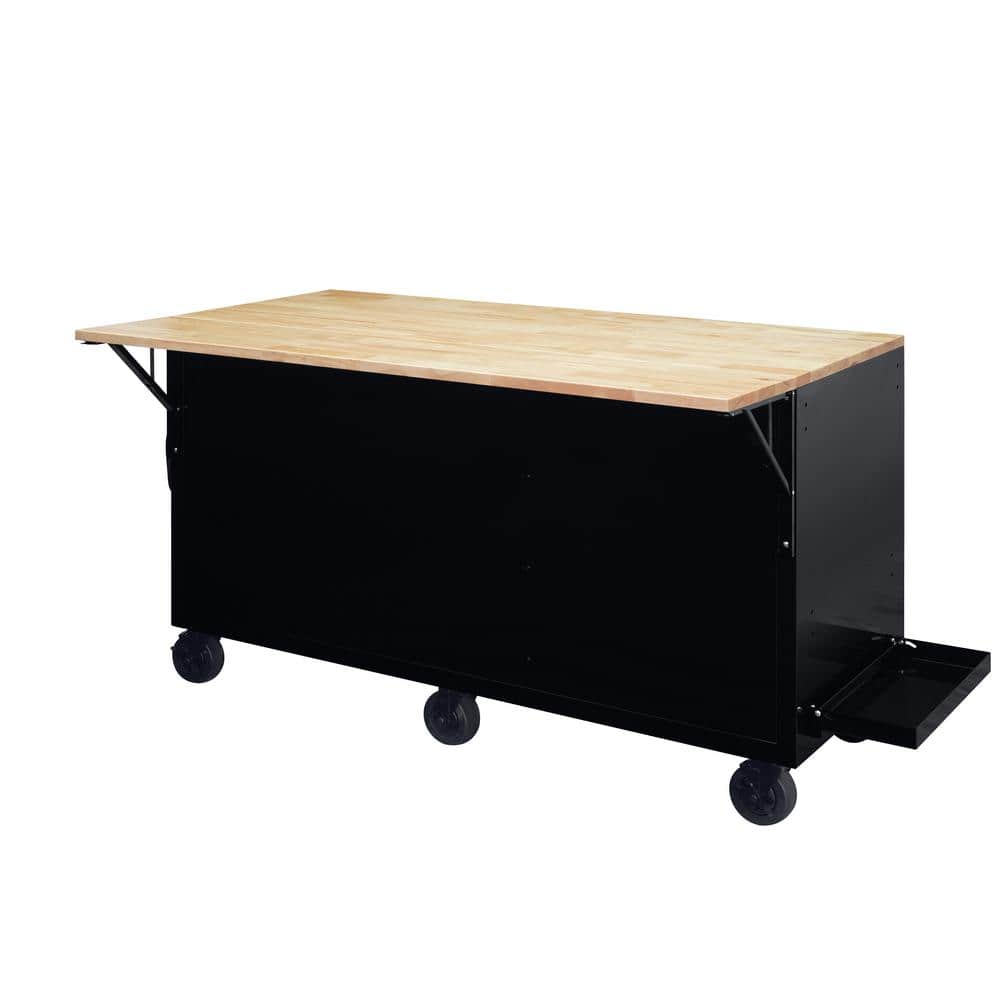62 in. W x 36 in. D Standard Duty 12 Drawer Mobile Workbench Tool Chest with Full Length Extension Table in. All Black