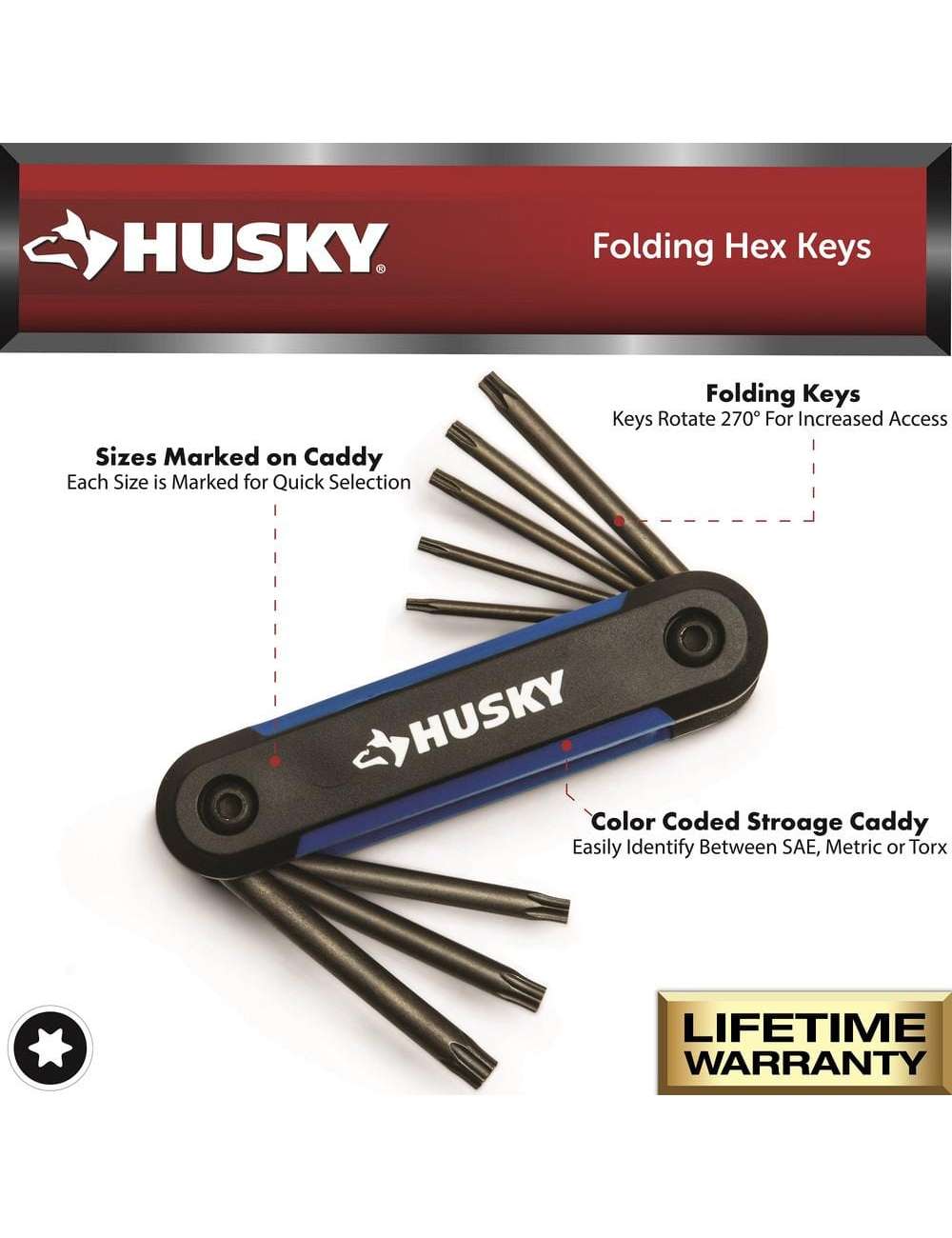 SAE/Metric Folding Hex Key Set With Bonus Torx Set (3-Piece)