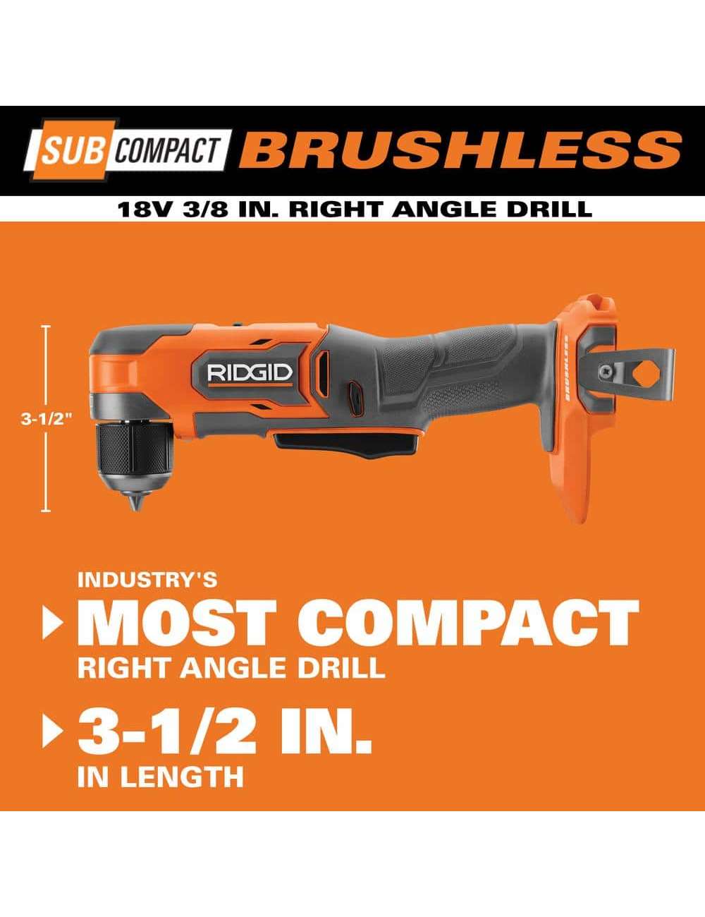18V SubCompact Brushless Cordless 3/8 in. Right Angle Drill (Tool Only)