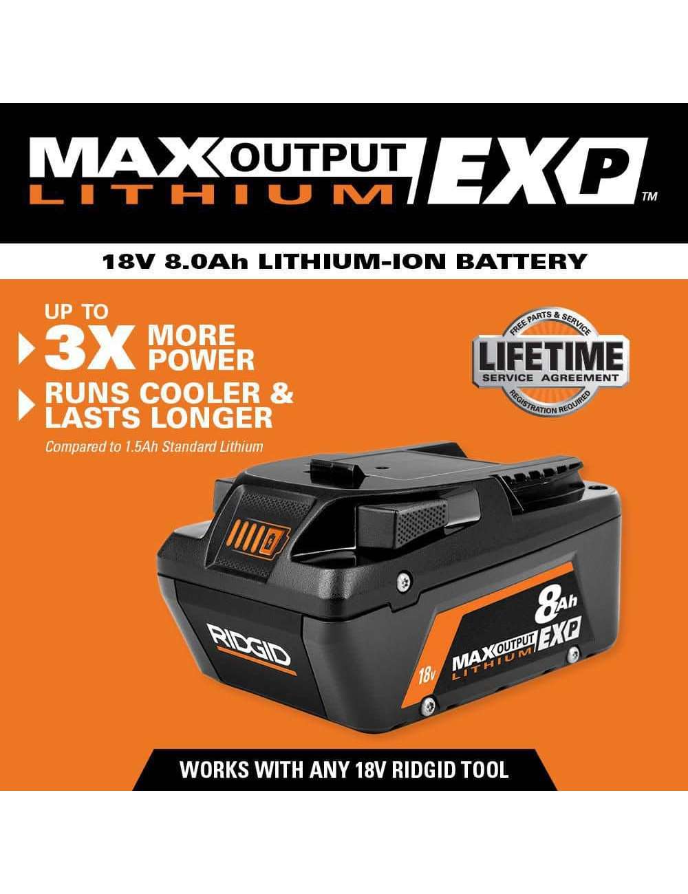 18V 8.0 Ah MAX Output EXP Lithium-Ion Battery
