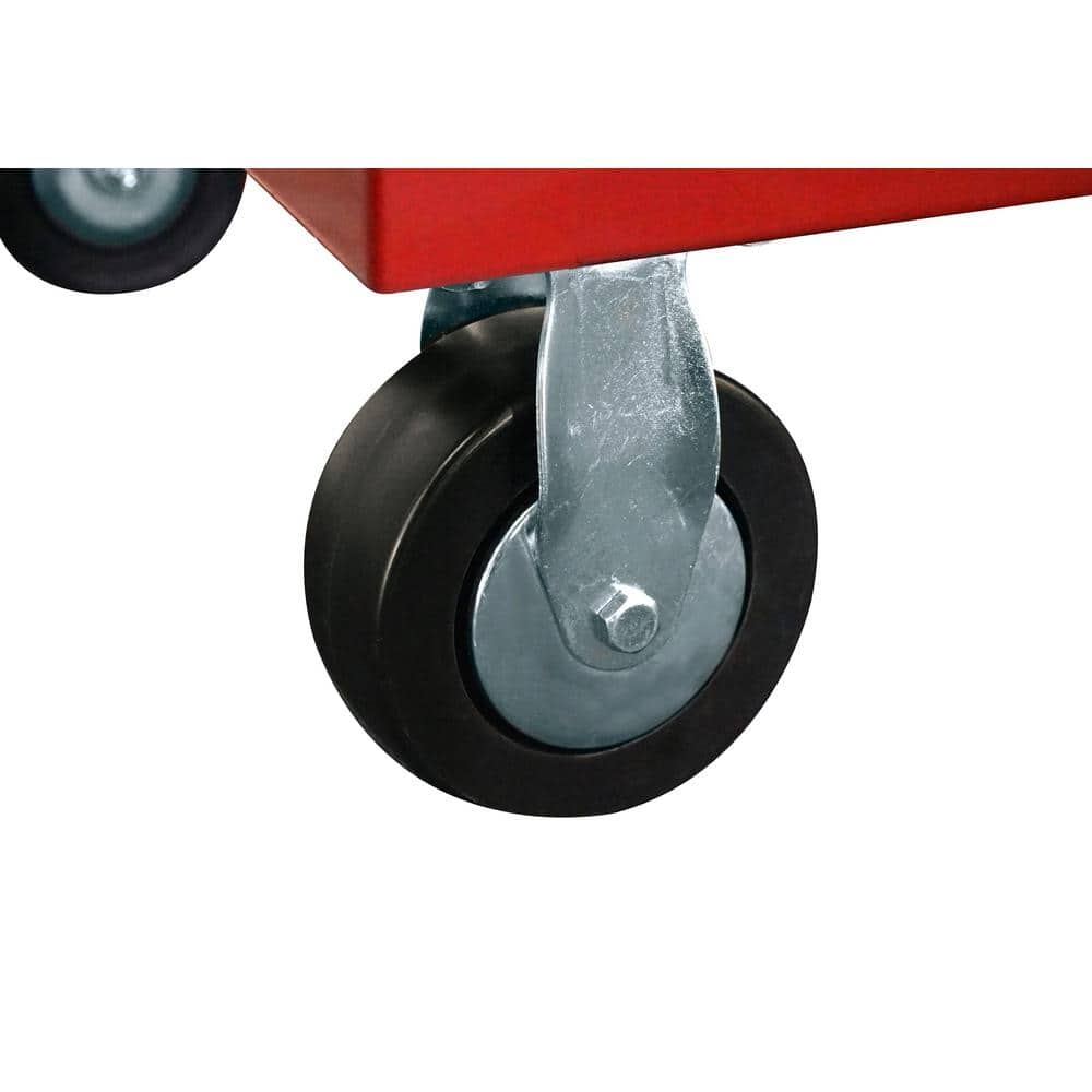 52 in. W x 24 5 in. D 9 Drawer Standard Duty Mobile Workbench Tool Chest with Solid Work Top and Pegboard in. Gloss Red