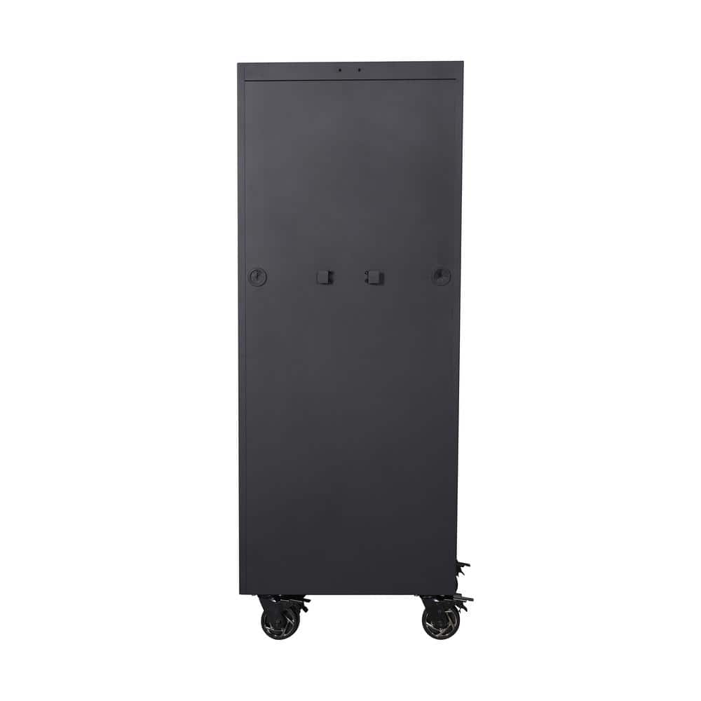 Heavy Duty 27 5 in. 4 Shelf Matte Black Rolling Side Tool Locker