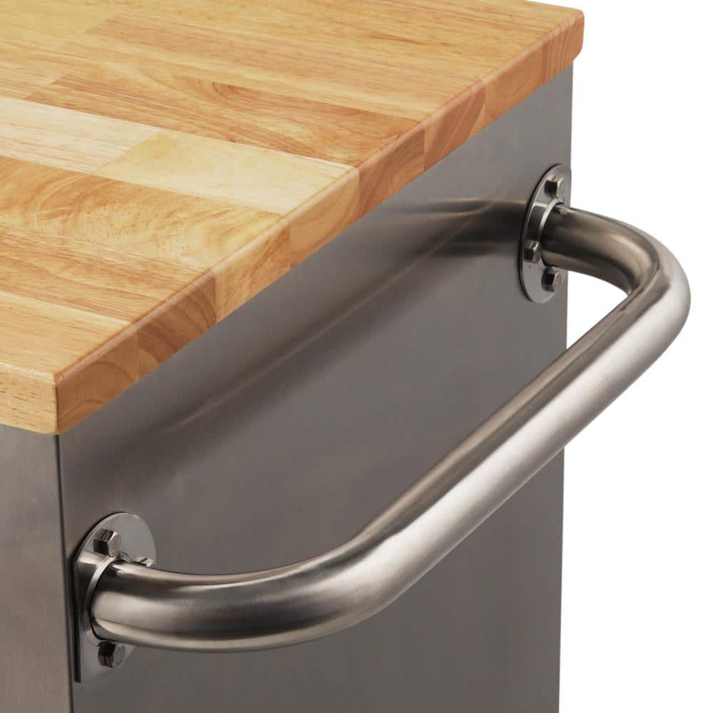 72 in. W x 18 in. D Heavy Duty 8 Drawer 1 Door Mobile Workbench Tool Chest with Solid Wood Top in. Stainless Steel