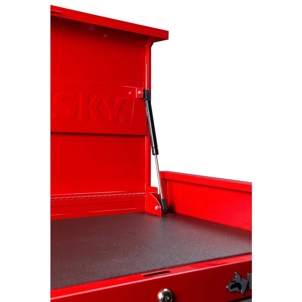 27 in. 11 Drawer Gloss Red Tool Chest and Cabinet Combo