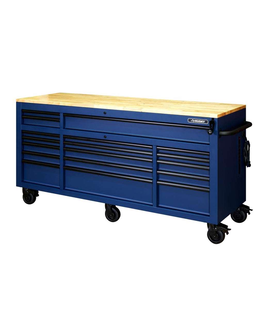 72 in. W x 24 in D Heavy Duty 18-Drawer Mobile Workbench with Mechanics Tool Set (1,025-Piece) in Matte Blue