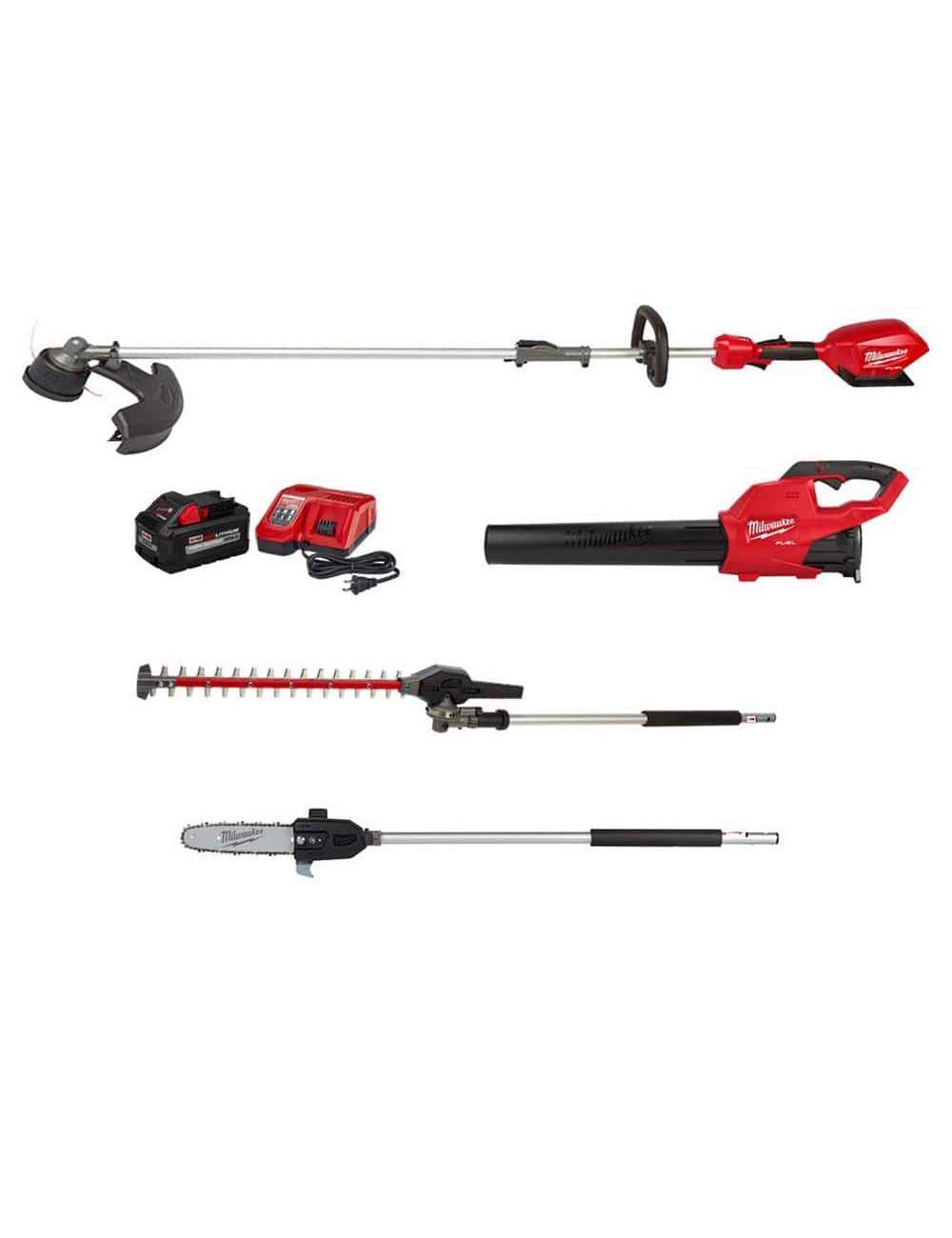 M18 FUEL 18-Volt Lith-Ion Brushless Cordless Electric String Trimmer/Blower Combo Kit w/Pole Saw Hedge Trimmer (4-Tool)