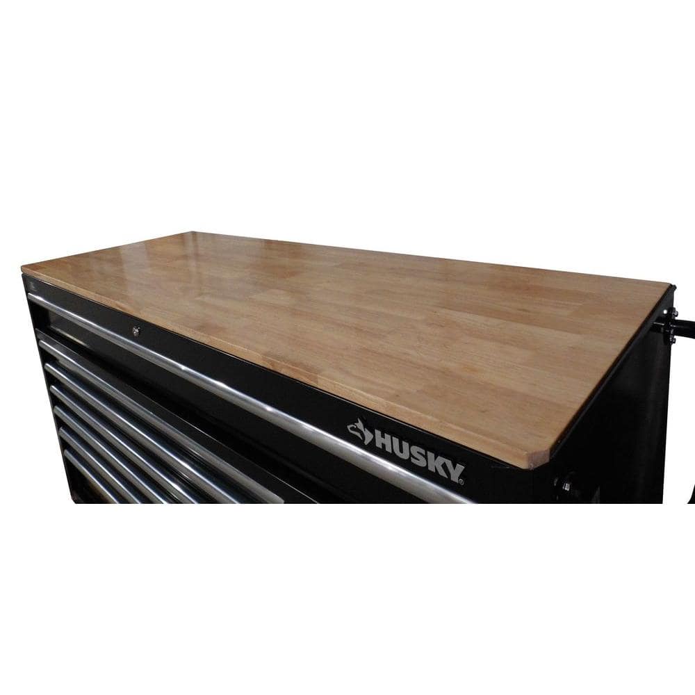 66 in. W x 24 in. D Standard Duty 12 Drawer Mobile Workbench Tool Chest with Solid Wood Top in. Gloss Black