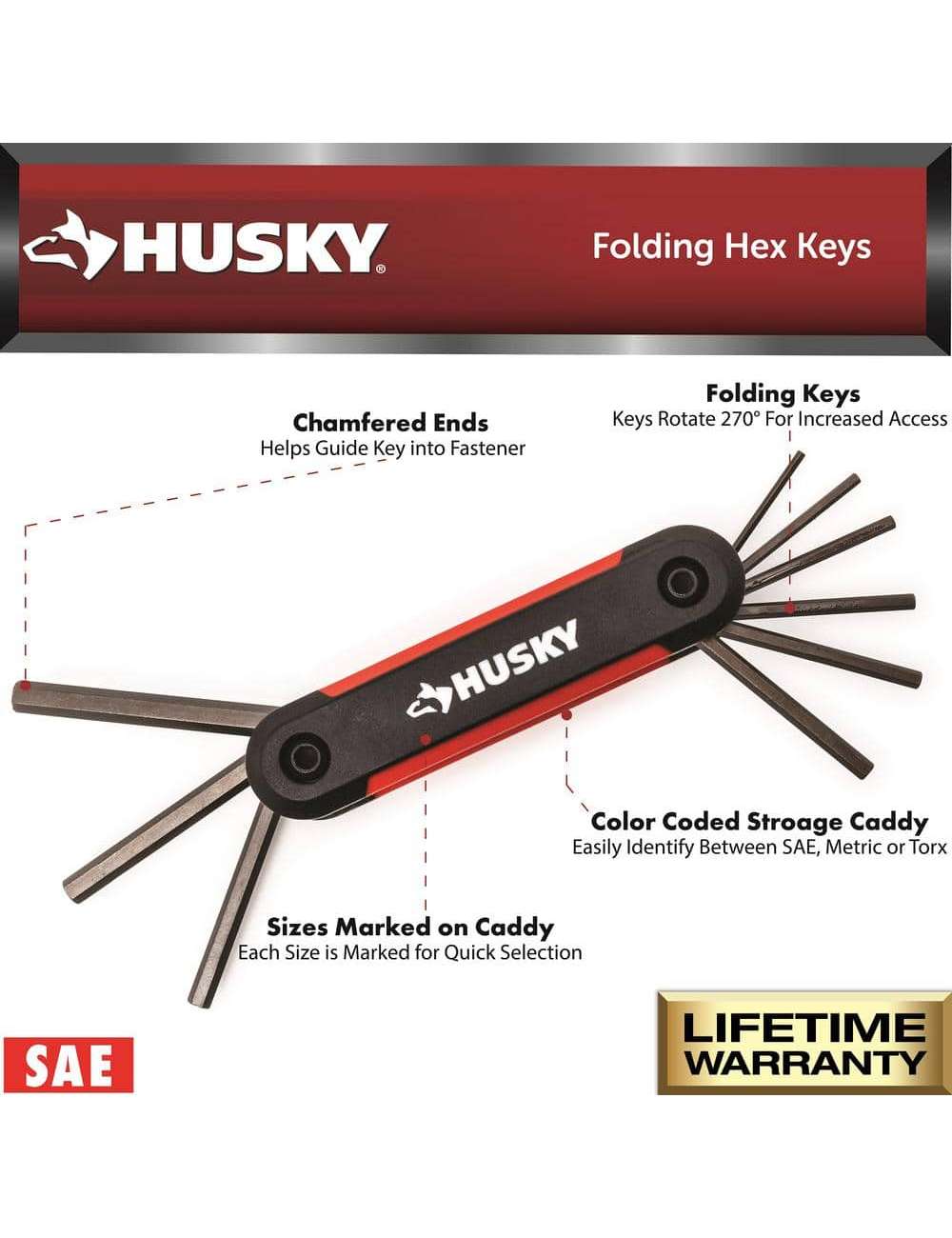 SAE/Metric Folding Hex Key Set With Bonus Torx Set (3-Piece)