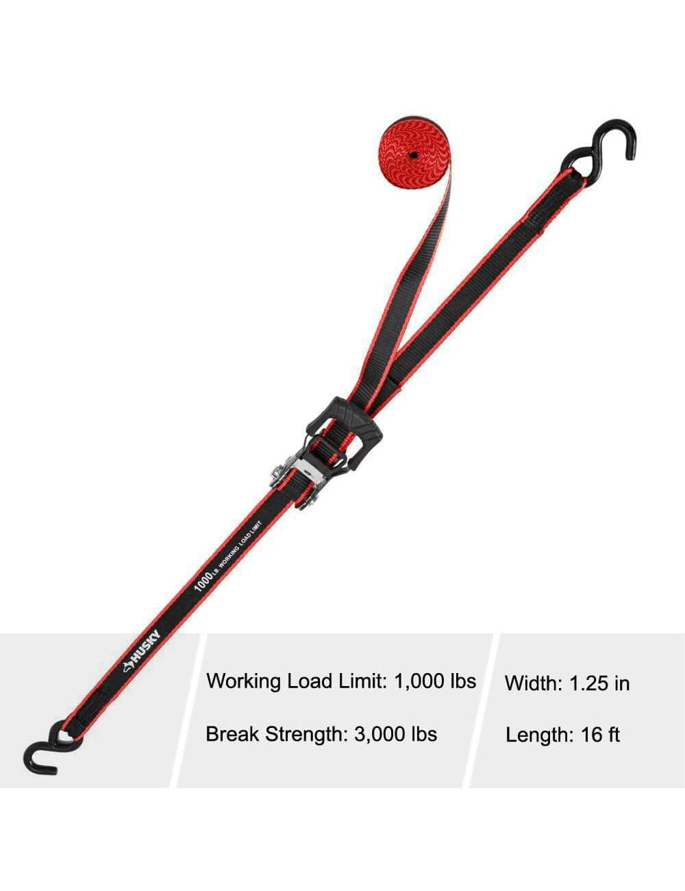 16 ft. 1.25 in. Ratchet Tie-Down Straps with S-Hook (4-Pack)