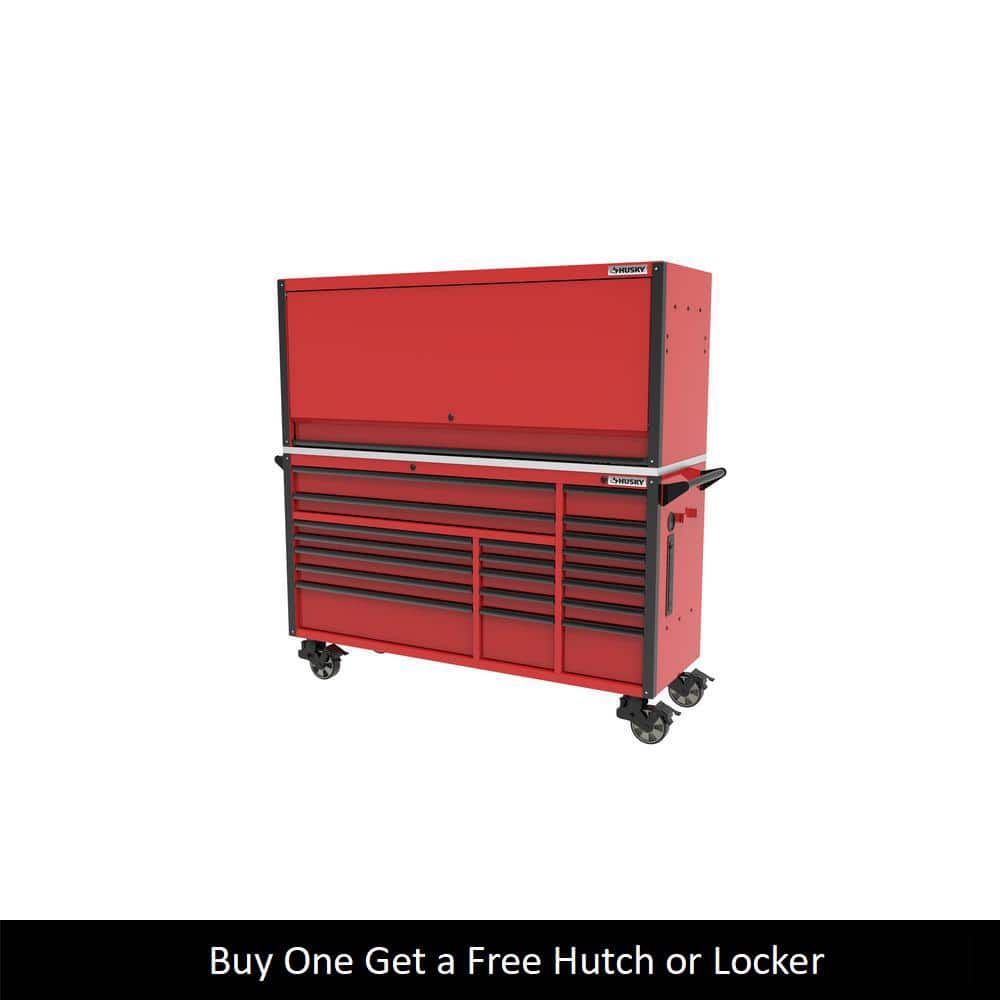 72 in. W x 24 6 in. D Professional Duty 20 Drawer Mobile Workbench Tool Storage Combo with Top Tool Chest Hutch in. Red