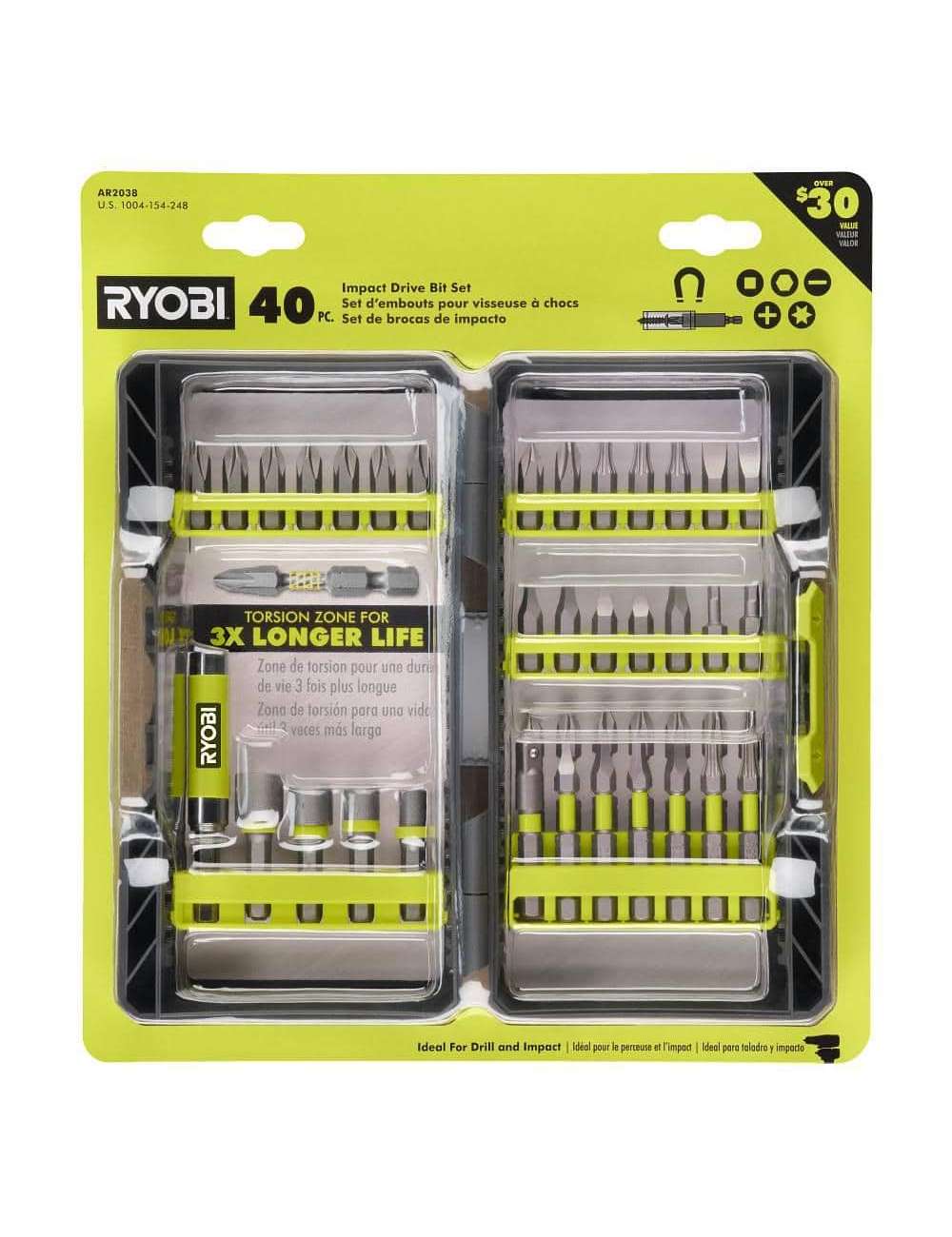 Bi-Metal Impact Rated Screwdriver Drill Bit Kit (40-Piece)