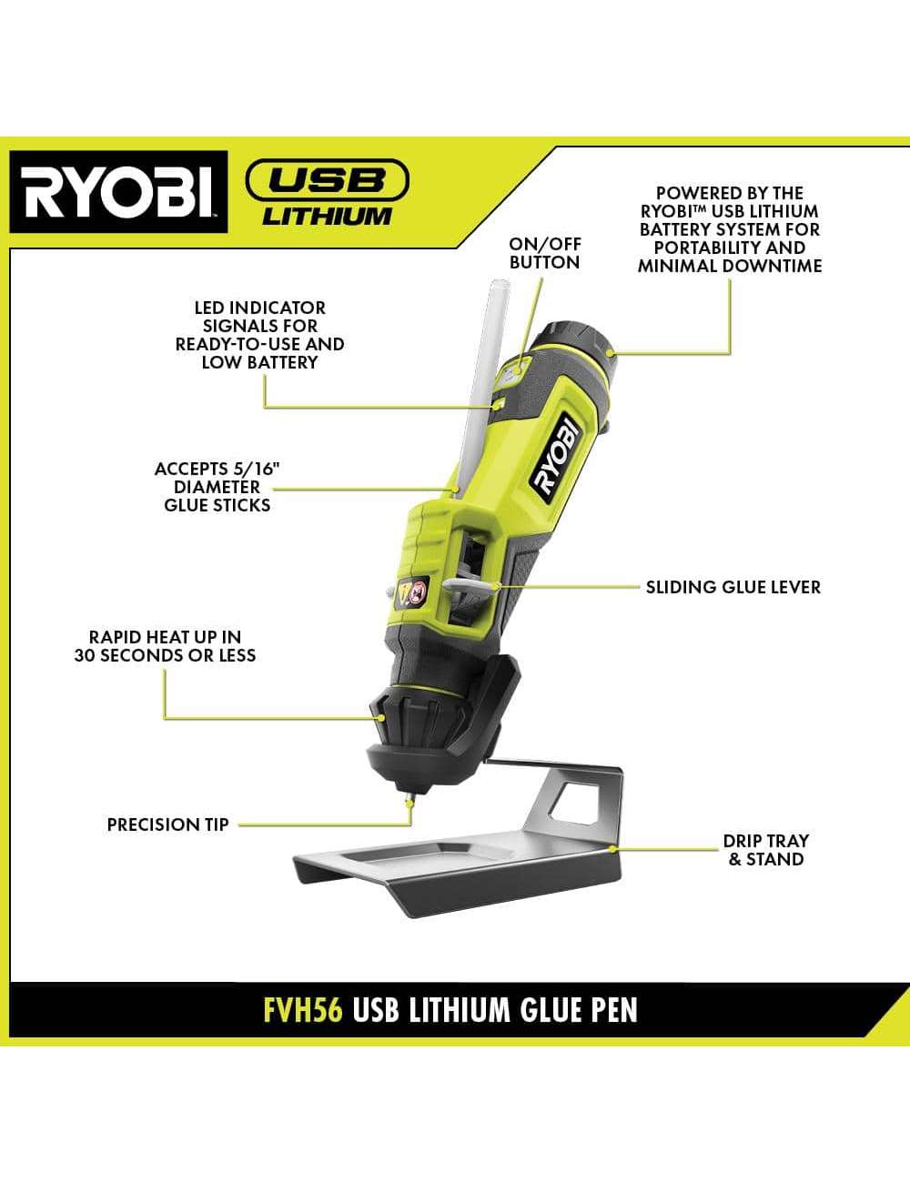 USB Lithium Project Kit with Rotary Tool, Inspection Light, Screwdriver, Glue Pen, (2) 2 Ah Batteries, & Charging Cable
