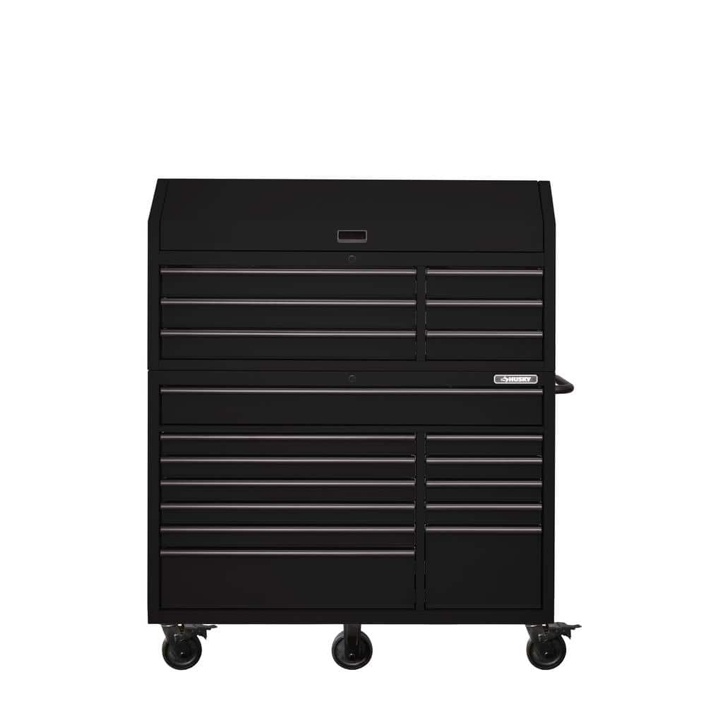 56 in. W x 22 in. D Heavy Duty 18 Drawer Combination Rolling Tool Chest and Top Tool Cabinet Set in. Matte Black