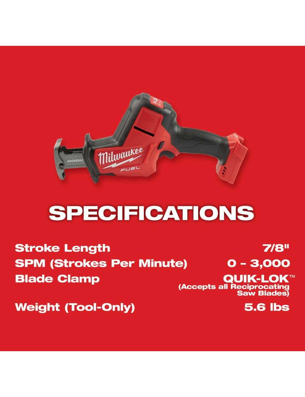 M18 FUEL 18V Lithium-Ion Brushless Cordless HACKZALL Reciprocating Saw w/(2) 5.0 Ah Batteries & Charger