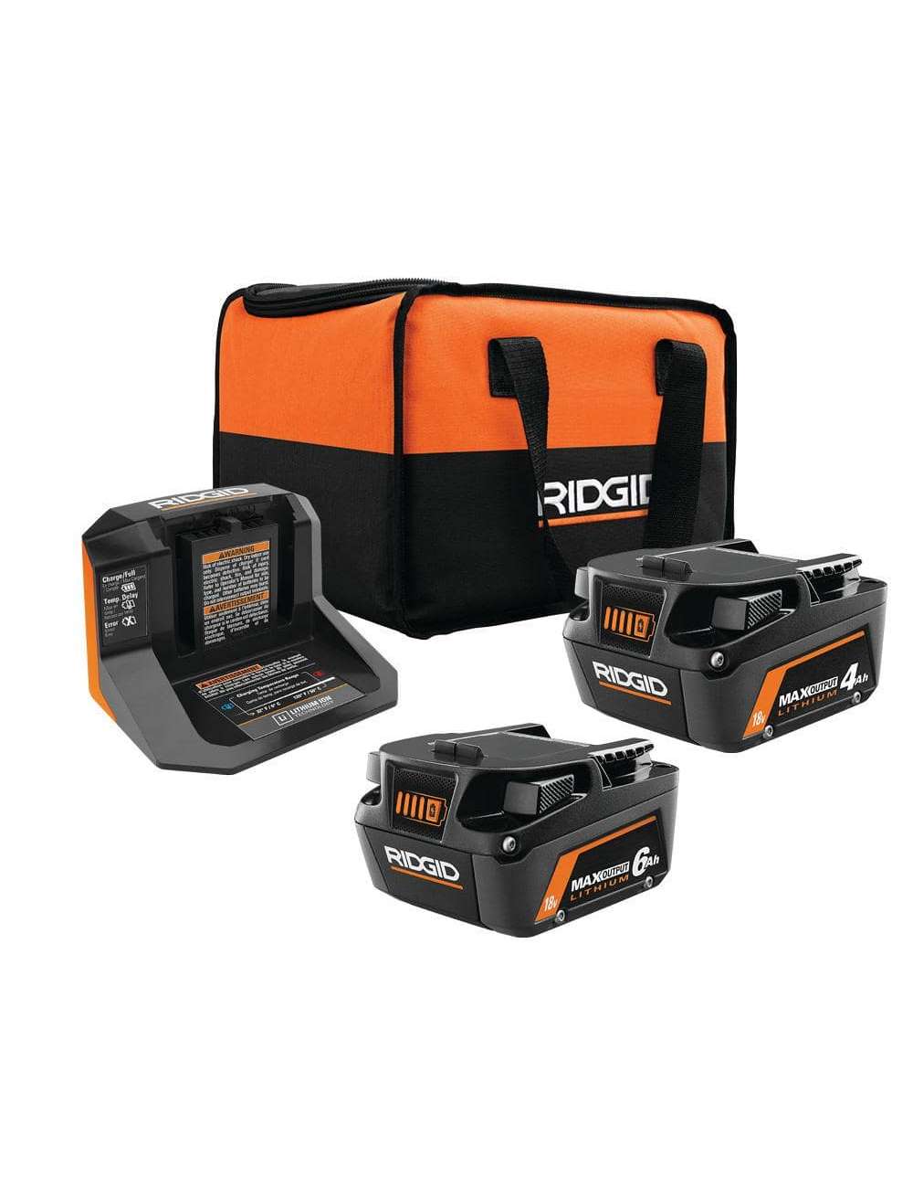 18V 6.0 Ah and 4.0 Ah MAX Output Lithium-Ion Batteries and Charger Kit with Bag