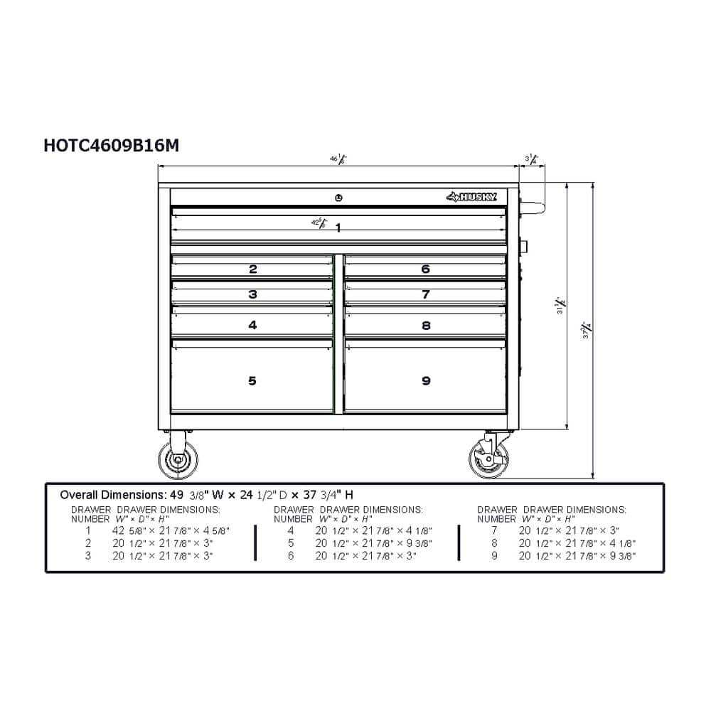 46 in. W x 24 5 in. D Standard Duty 9 Drawer Mobile Workbench Tool Chest with Solid Wood Top in. Gloss White