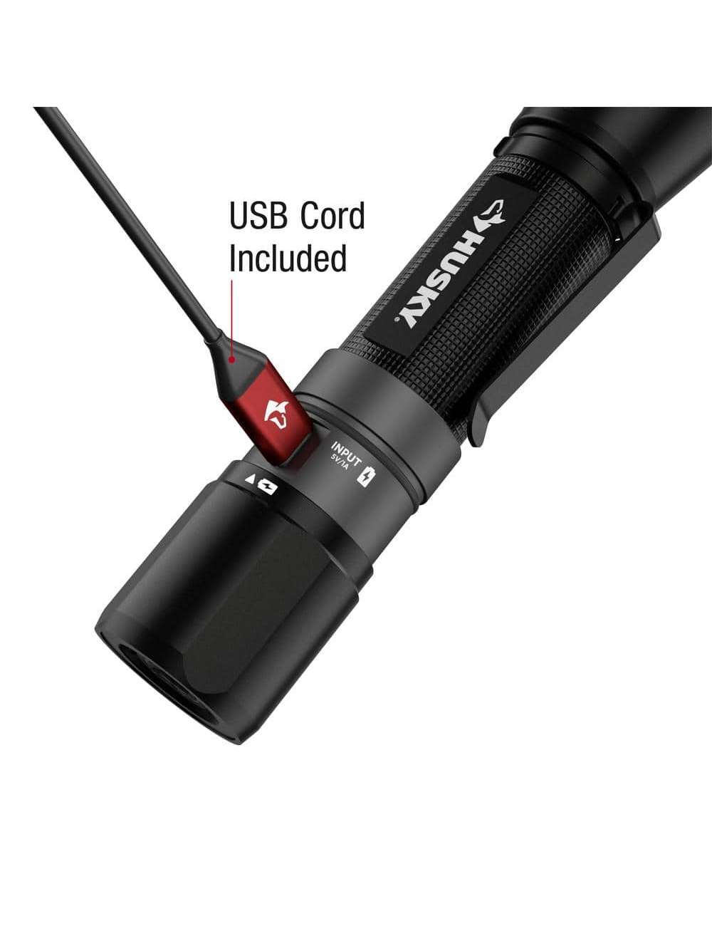 1200 Lumens Dual Power LED Rechargeable Focusing Flashlight with Rechargeable Battery and USB-C Cable Included
